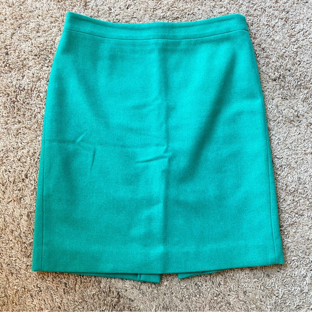 J Crew Factory green wool pencil skirt